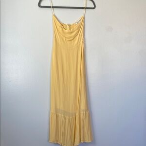 Reformation Yellow Strapless Midi Dress 0
